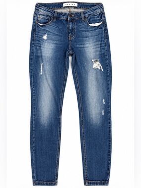 Eunina Women’s Size 30 Mid Rise Destroyed Skinny Jeans Distressed Stretch